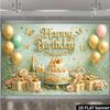 2D Gold Letter Happy Birthday Backdrop Banner Green Floral Party Background