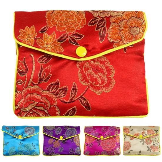 2Pcs Elegant Embroidered Jewelry Pouch Beautiful Bright-colored Fabric Jewelry Organizer for Women
