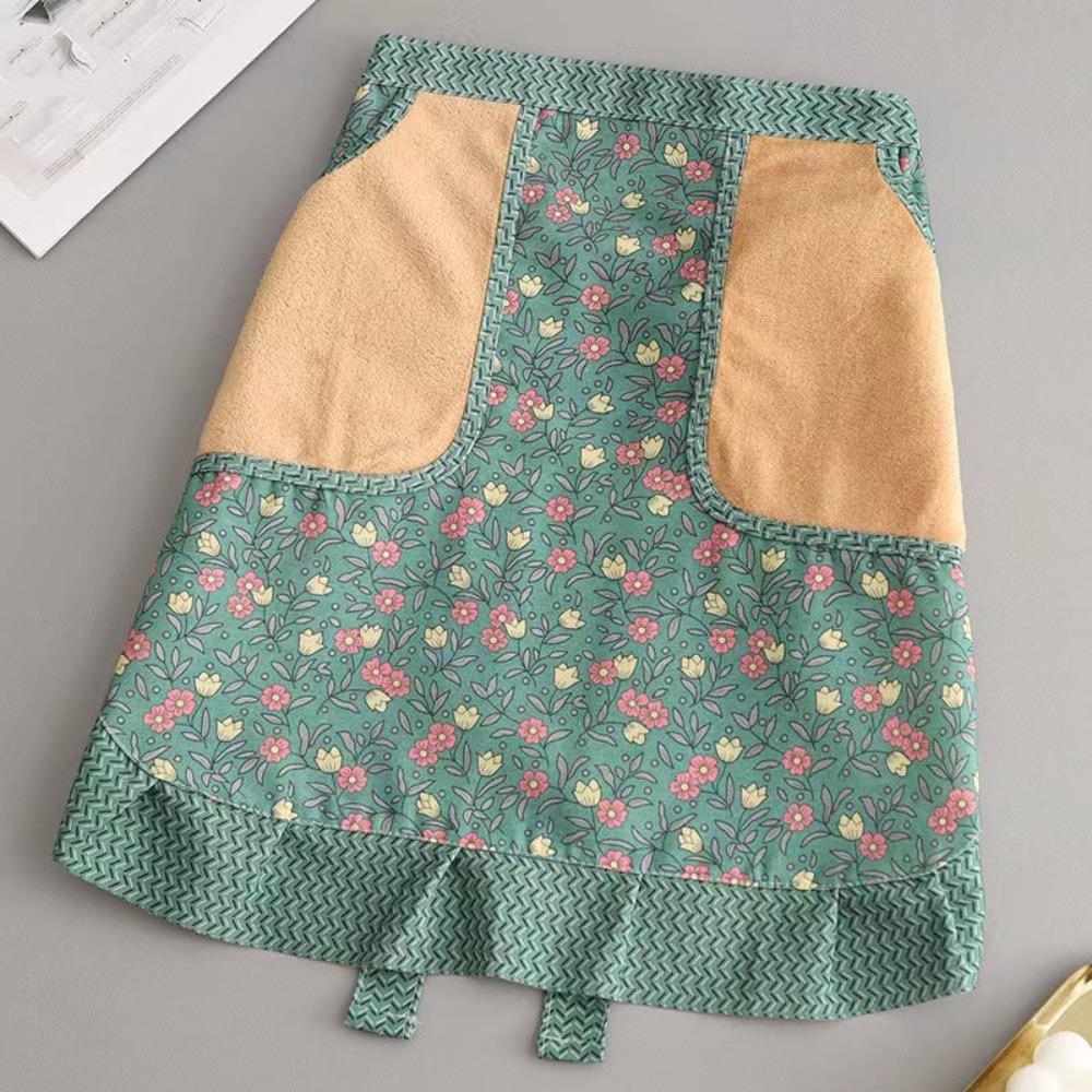 Anti-fouling Work Clothes Flower Cooking Half-waist Apron Fashion Half-length Apron  Cooking