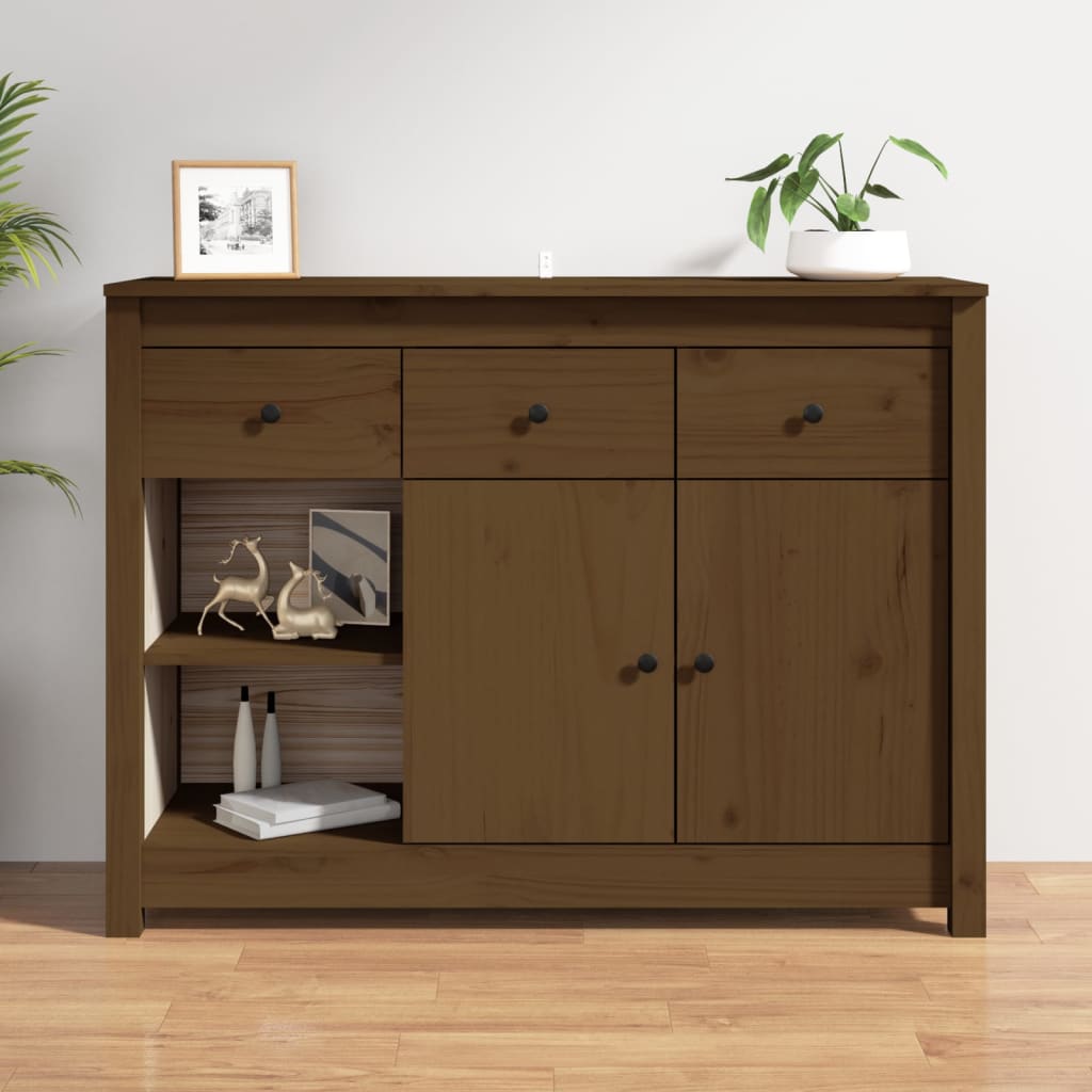 Sideboard Honey Brown 100 X 35 X 74 Cm Solid Pine Wood