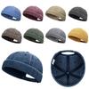 Hip Hop Hat Rolled-Cuff Harbour Hat Distressed Brimless Skull Hat Adjustable Washed Casual Hat for Outdoor Photo Props