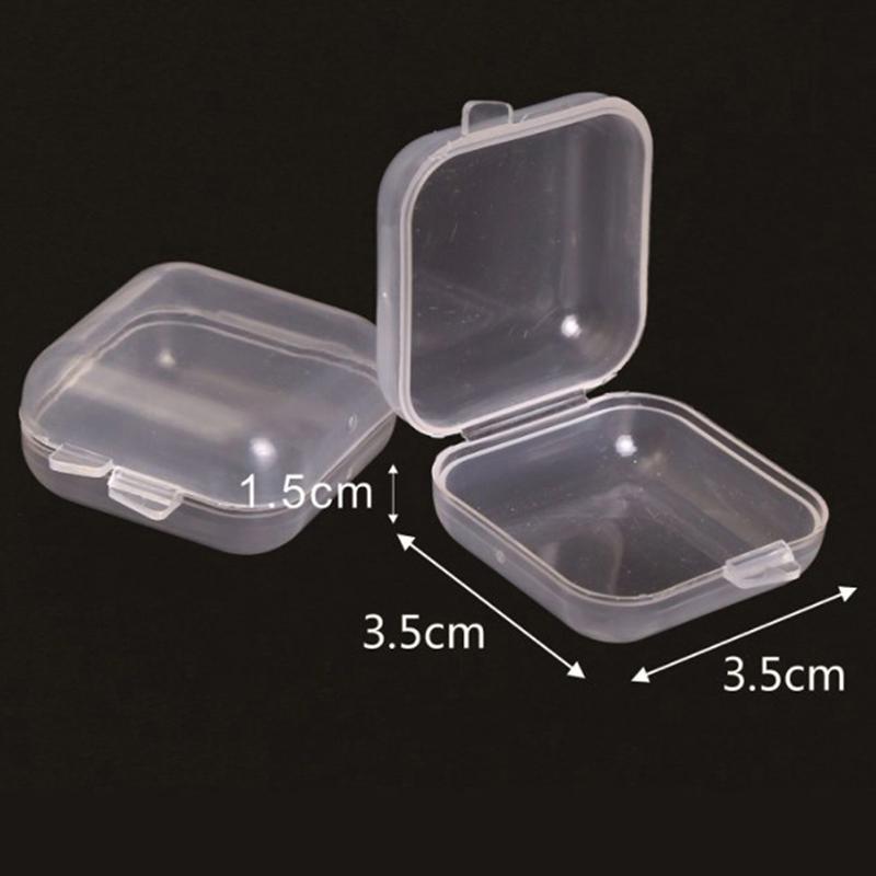 10Pcs Small Box Square Transparent Plastic Box Jewelry Storage Case Container