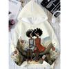 Womens Casual Hooded Sweatshirt With Cherry Anime Digital Print Air Layer Fabric Regular Fit
