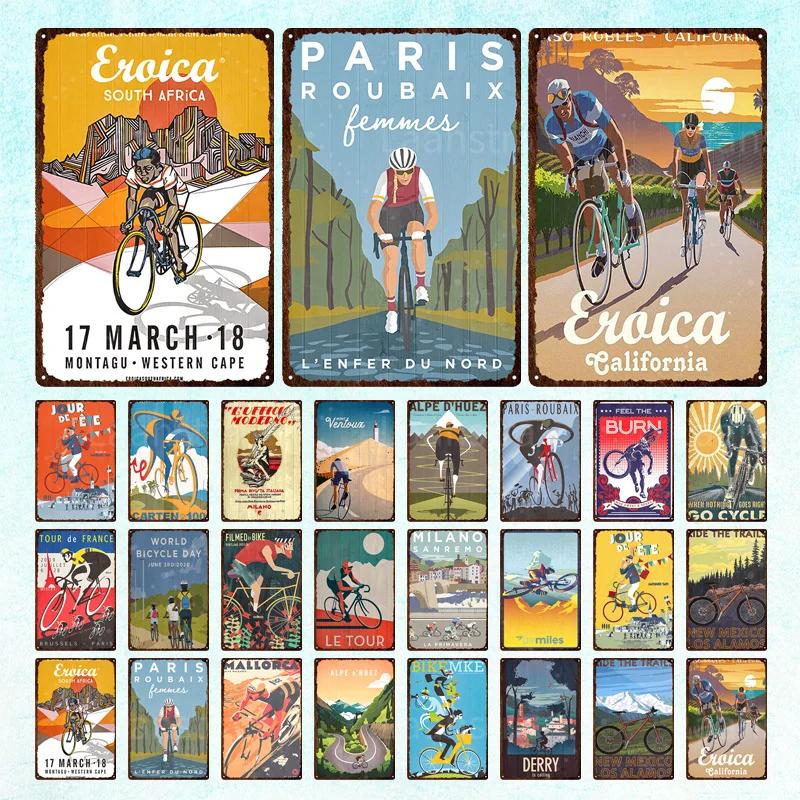 Mountain Bike Vintage Poster Landscape Metal Plate Plaque Wall Decor Iron Retro Posters Man Cave Bar Club Decoration Artwork