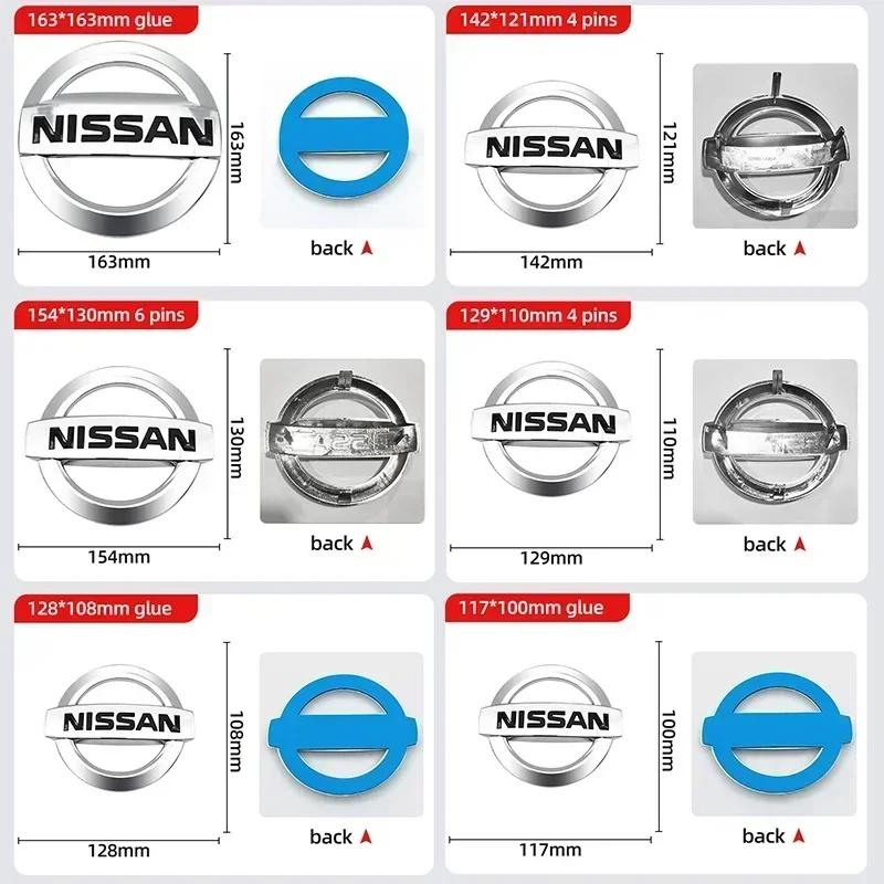 1pcs Car Front Head Hood Bonnet Emblem Rear Trunk Boot Mark Badge Steering Wheel For Nissan X-trail Almera Qashqai Tiida Teana