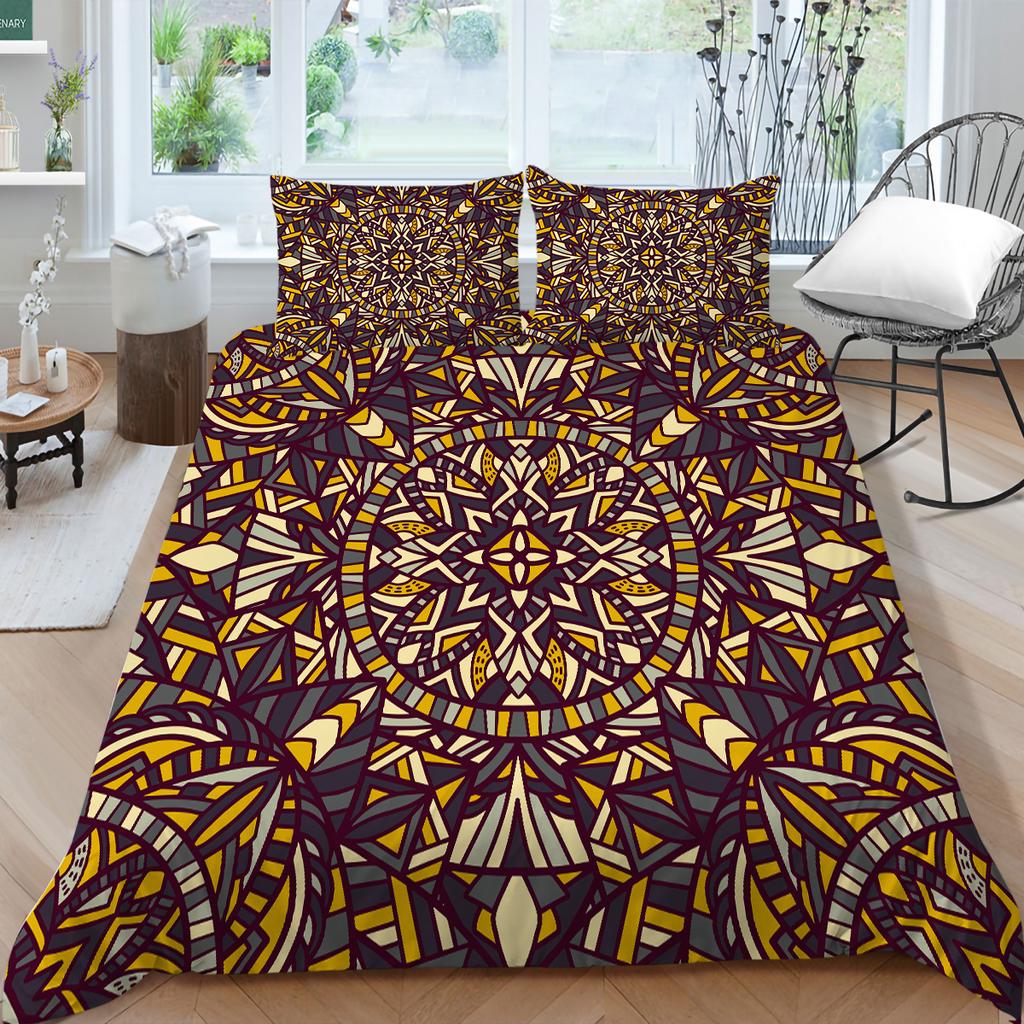 3D Bohemian Printed Bedding Single Double Bed Full Size Tropical Pattern Pillowcase and Quilt Cover Comfortable Home Decoration