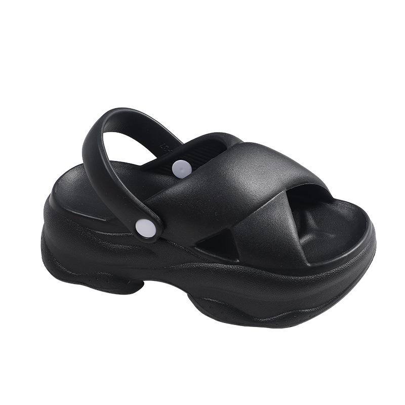 Women's Lightweight EVA Sponge Heel Cross-Strap Outdoor Platform Sandals for Summer Beach Wear