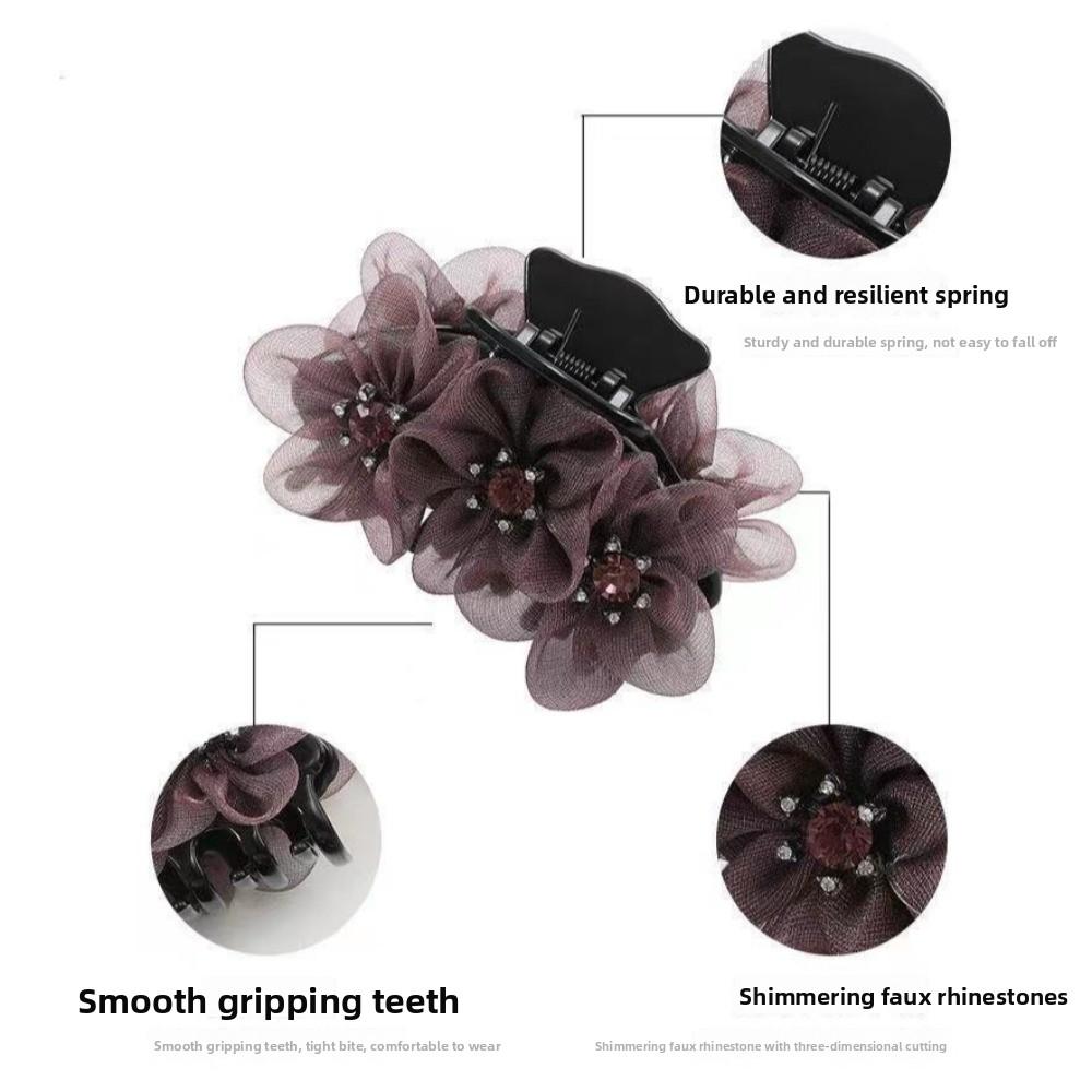 Rhinestone Fabric Headgear Exquisite Design Head Clip Fashion Grab Clip Hairpin Women