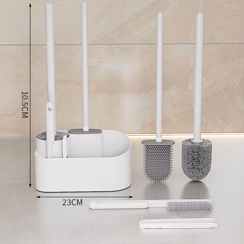 Wall-Mounted Bathroom Cleaning Set: Plastic Toilet Brush & Plunger Combo
