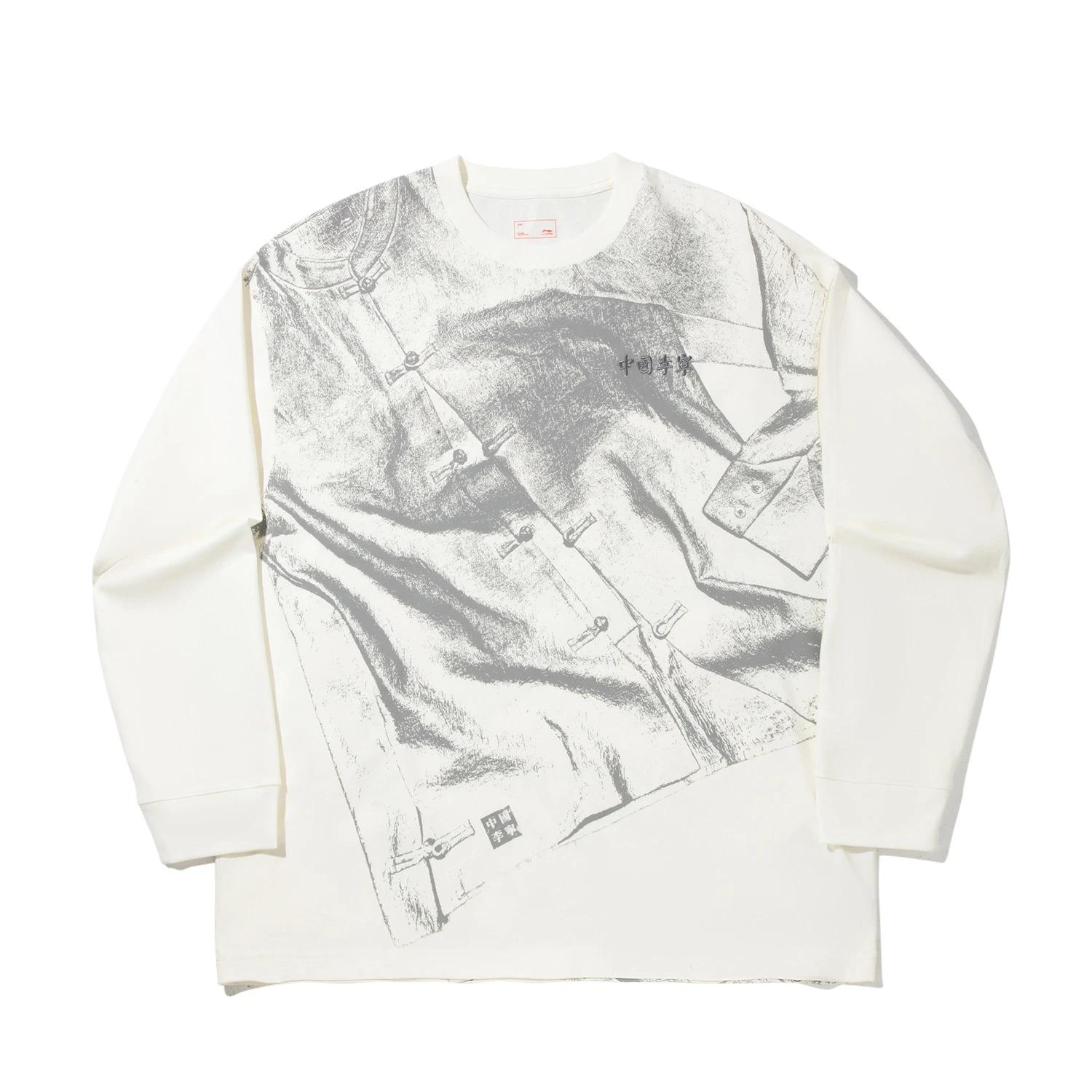 

Li Ning Футболка с принтом, круглым вырезом, дышащая, универсальная, свободного кроя, с длинным рукавом, унисекс, топы AHSV861-1 XL