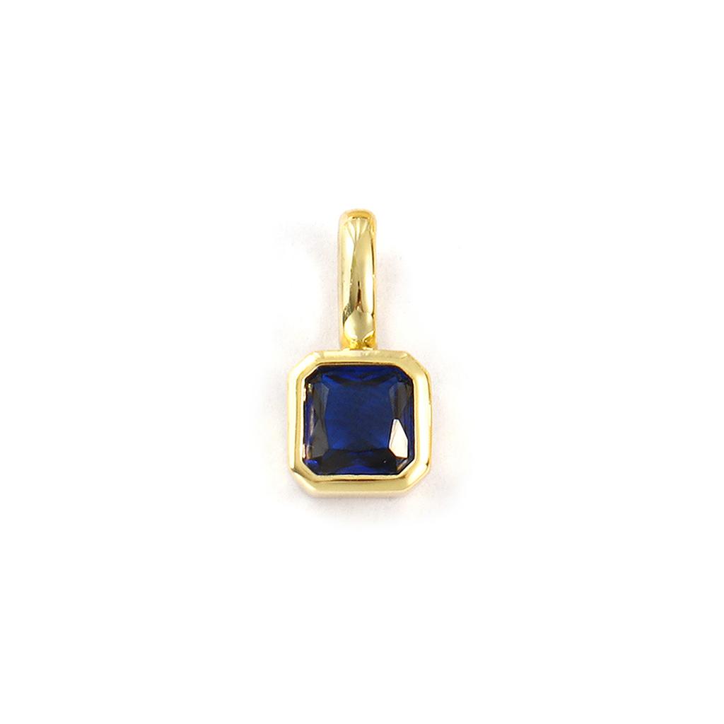 1 Piece Brass & Cubic Zirconia Birthstone Charms 18K Gold Plated Square Pendants For DIY Necklace Jewelry Making 15.5mm x 7.5mm