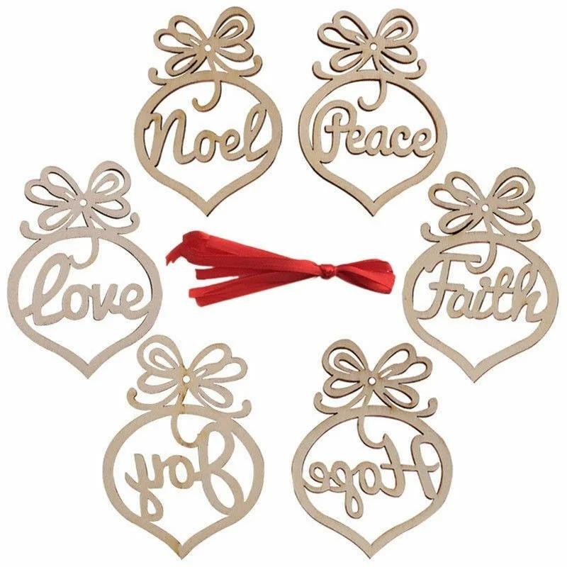 6 PCs Christmas Wooden Ornaments Ornaments Christmas Tree Ornaments  Christmas Decor