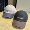 2026New Embroidery Banner Letter color-block baseball cap for women, all-season cotton couple's duckbill cap for men