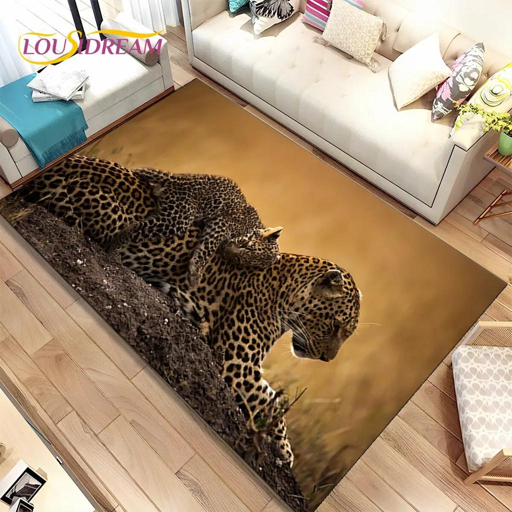 Zvíře leopard Gepard Cartoon Beast Area Koberec,Koberec pro domácí Obývací pokoj Ložnice Pohovka Rohožka Kuchyň Dekor,Protiskluzová podložka na podlahu