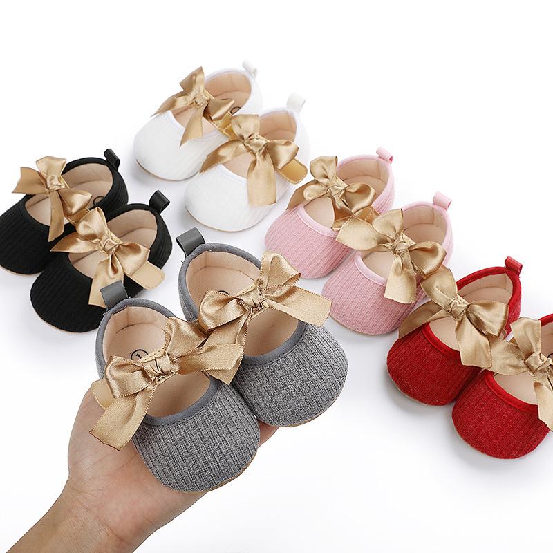 Comfortable Baby Bowknot Shoes with Magic Tape, Super Soft for Newborns and Toddlers Aged 0-1 Year