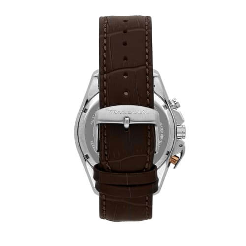 Summer Sale - [Online Exclusive] Maserati Traguardo 45mm Brown Leather Men's Chronograph Quartz Watch R8871612037, 10 ATM Water Resistance, Japanese M