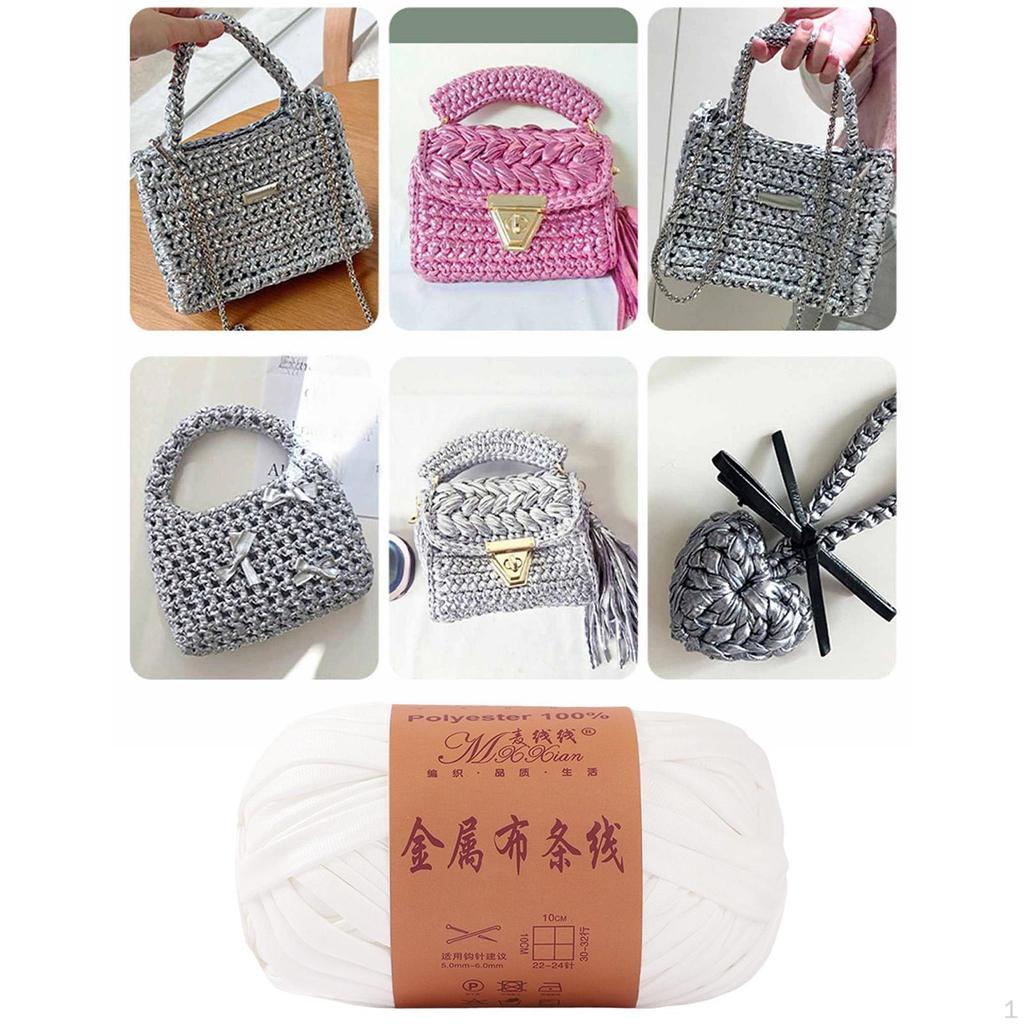 Metallic Shiny Yarn Crochet Bulky T Shirt for Headband Pillow DIY Craft