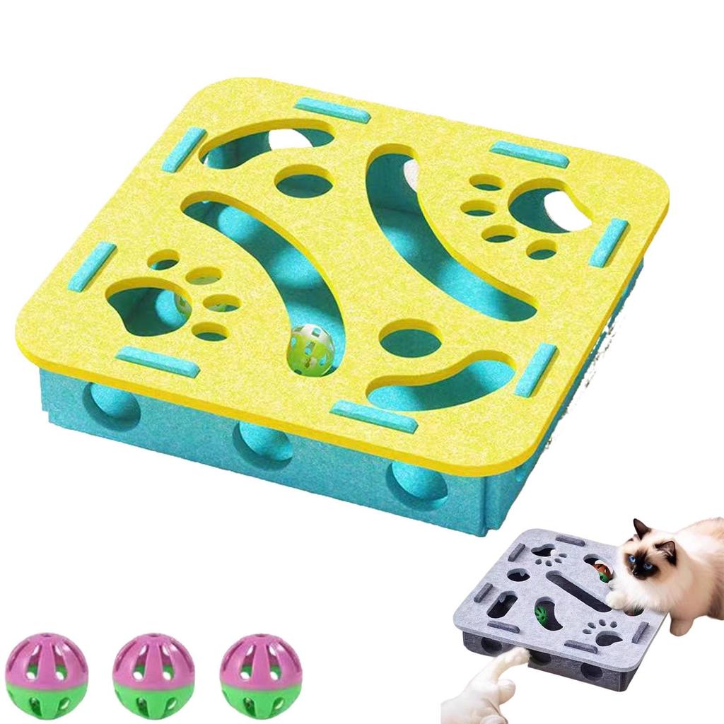 Nailfile Enrichment Box With Bell For Indoor sscratchingand Hunting Mental Felt Maze Box Scratchpuzzleenrichment Box