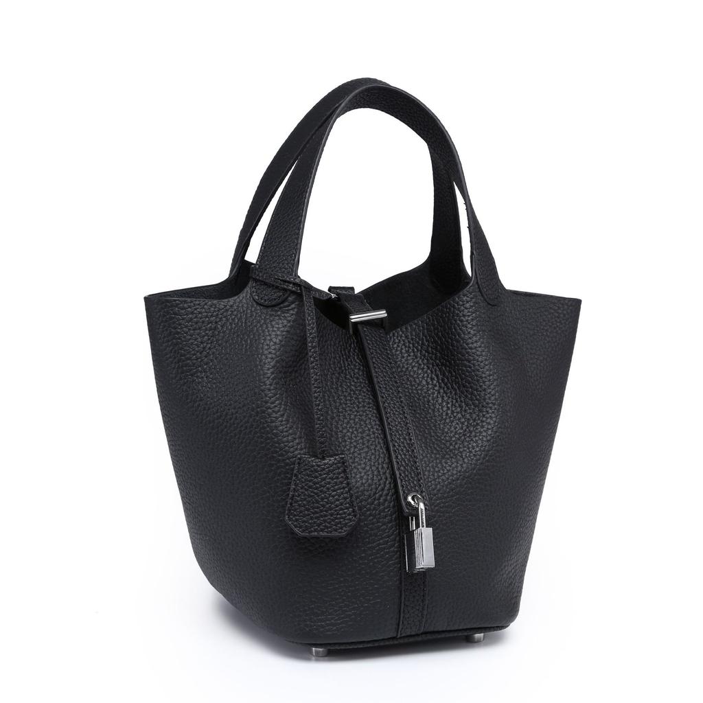 First Layer Cowhide Vegetable Basket Bucket Bag, Cross-border Fashion Large-capacity Tote Bag, Genuine Leather Women's Bag Factory Wholesale