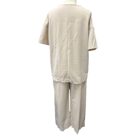Conjuntos de Dos Piezas para Mujer Top de Manga Corta con Botones y Cuello en V y Pantalones Largos con Cordón Conjuntos de Verano para Estar en Casa