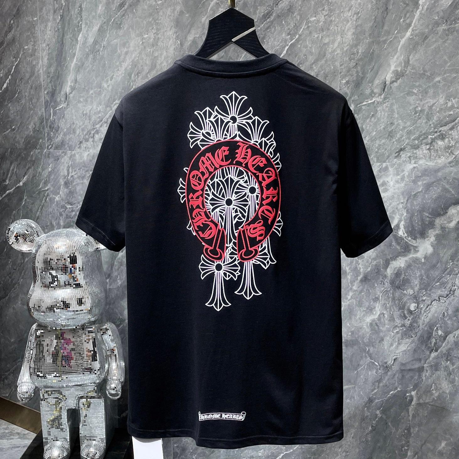 

8015 ХРОМОВАНІ СЕРДЕЧКА 2025 Літня нова високоякісна бавовняна футболка вільного крою великого розміру для чоловіків та жінок, футболка для пар S чорний