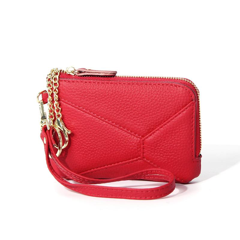 2025 Genuine Leather Zip Coin Purse for Women Apanese & Korean Style Mini Wallet with Keychain Large Capacity 3 Card Slots Ultra Thin & Lightweight