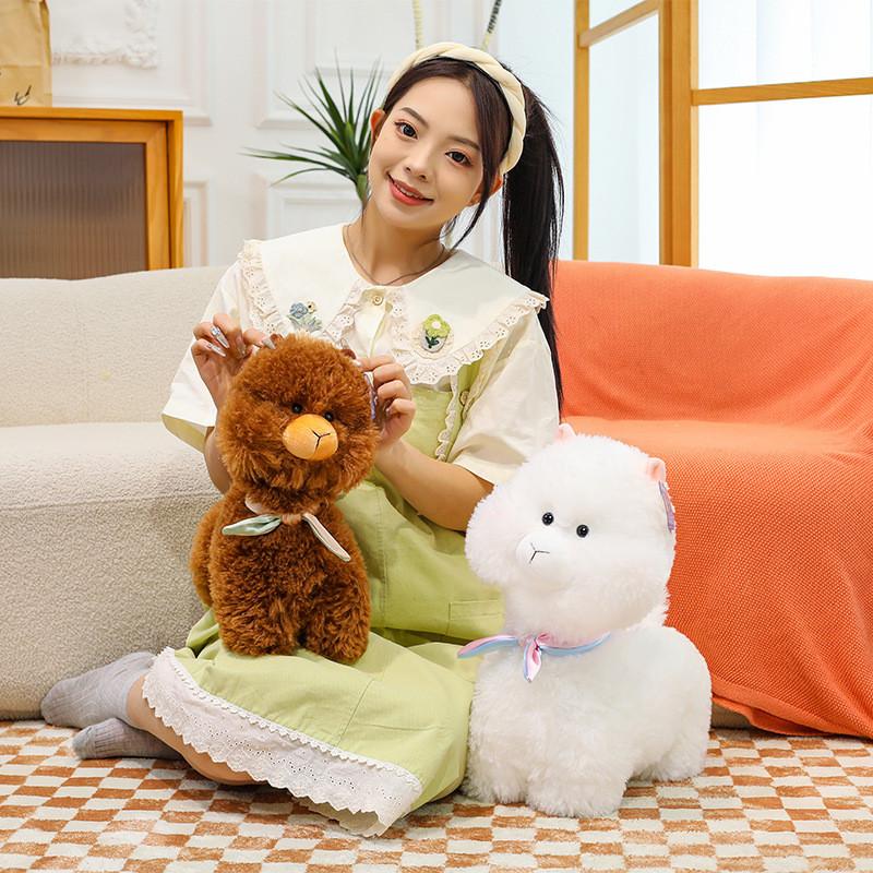 Stuffed Alpaca Animal Plush Toy Short Velvety Fur Kids Room Decor Plush Doll