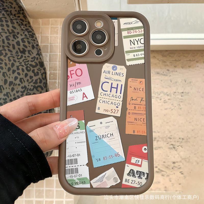 INS Travel Label Applicable iPhone11/12/13/14/15Pro Apple 16ProMax Mobile Phone Case