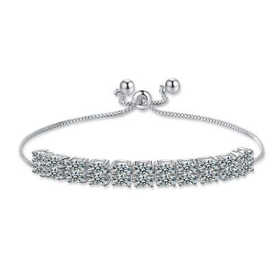 Adjustable Retractable Zircon Bracelet Women'S Inlaid Chain Fashion Versatile Jewelry Cross-Border Hot-Selling Hand Jewelry