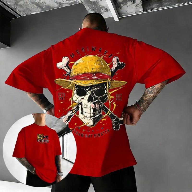 Unisex Oversize One Piece Skull Anime T Shirt Men Women Cotton Streetwear Casual Short Sleeve Top Graphic Tee Trendy 2026 Summer