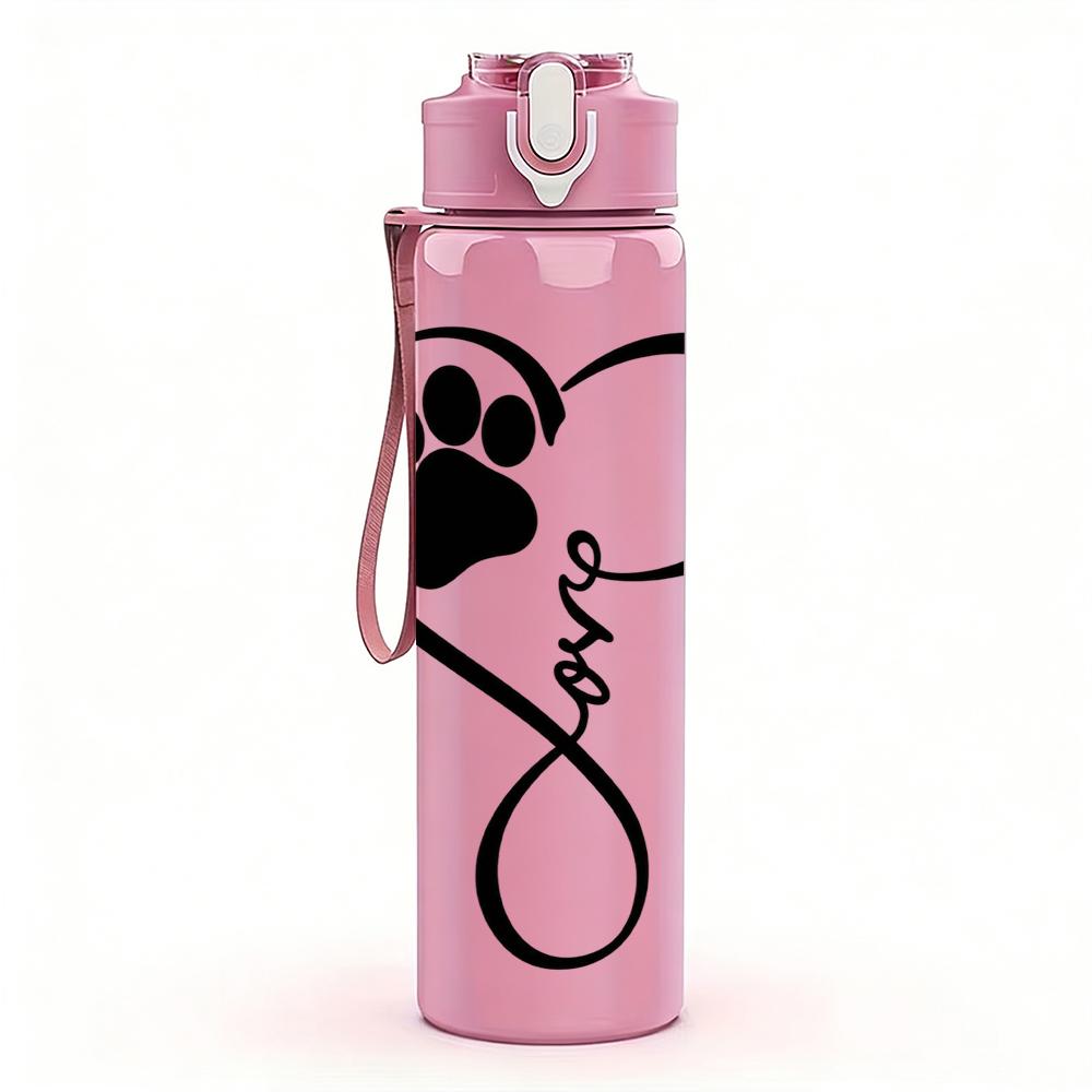 1PC Paw Heart Infinity Love Graphic,750ml Color Plastic Sports Water Bottle,Leakproof Flip Straw Lid,Suitable for Sports Office Home Use