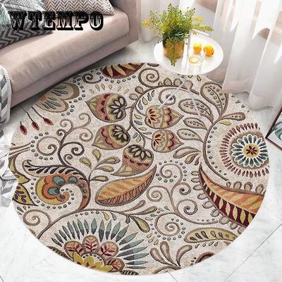 Round Carpets for Living Room Vintage Floral Large Area Home Decor Luxury Bohemian IG Exotic Art Soft Bedroom Polyester Rugs