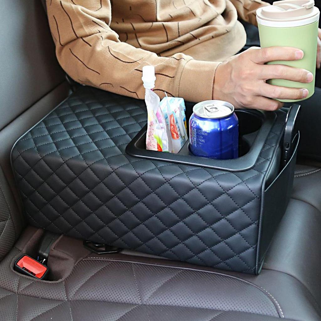 Backseat Arm Rest Box Automotive Arm Rest Organizer With Cup Holder Car Rear Seat Armrest Console Box For SUV Truck Sedan