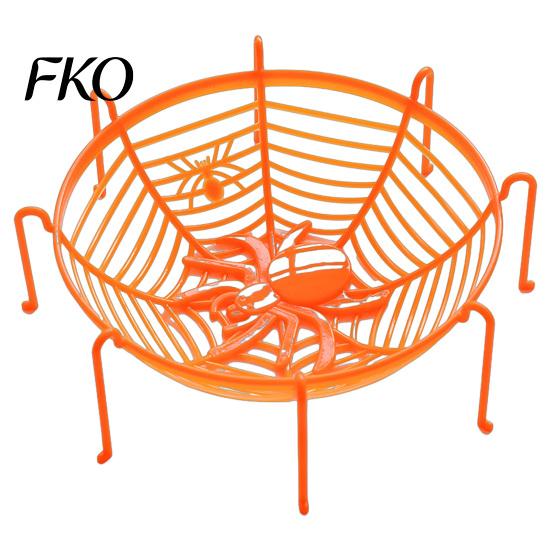Eye-catching Halloween Decor Spider Web Basket, Plastic Cobweb Design Fruit Serving Bowl, Treat Party Decoration or Trick Candy Holder for Dinner