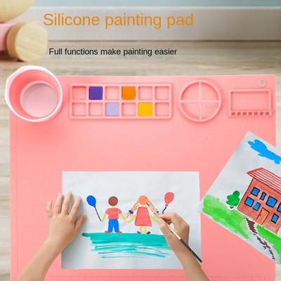 1PC Washable Silicone Craft Graffiti Painting Mat Children's DIY Silicone Painting Scrubbable Pigment Palette Painting Pad