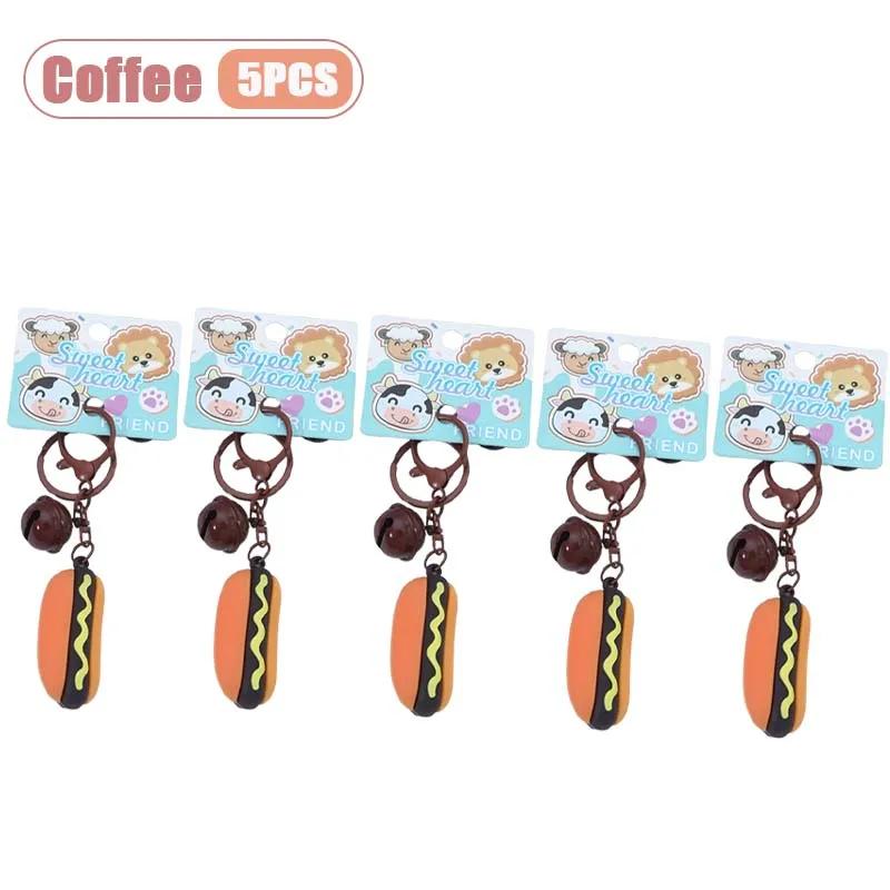 1/3/5PCS Cute Hamburger Fries Keychain Cartoon Food Charm Keyring Funny Car Decor Bag Pendant Gift for Kids Party Favors