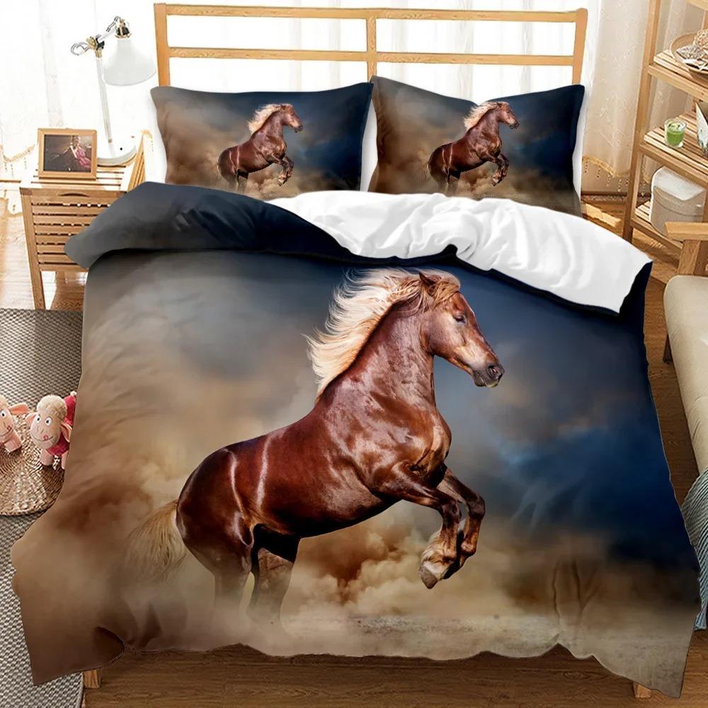 

Комплект пододеяльника White Horse KingQueenFull Size Принт скакуна Декоративный чехол для одеяла Микрофибра Чехол для одеяла Роскошный Мягкий Белый EU Single 135x200cm