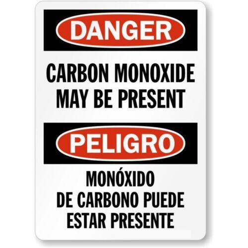 Bilingual Carbon Monoxide Danger Aluminum Weatherproof SignAluminum 20x30cm(7.8x11.8inch)