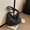 New trendy cotton clothes large capacity rhombus embroidery thread underarm tote bag women's bag autumn shoulder oblique span bag