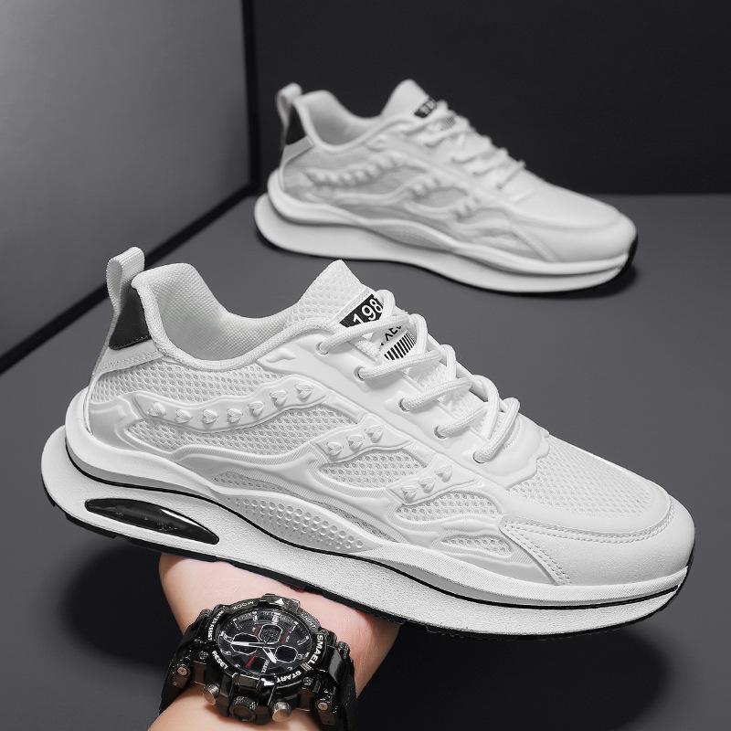 Summer Men'S Shoes Breathable Mesh White Shoes Men'S Trend Versatile Platform Sports Shoes Casual Dad Trendy Shoes