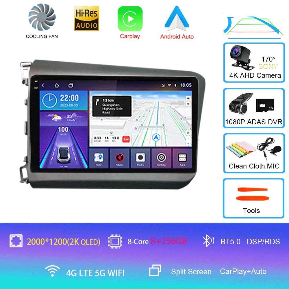 Android 14 For Honda Civic 2012 2013 2014 2015 Car Radio Multimedia Video Player Navigation Stereo GPS Carplay Android Auto WIFI