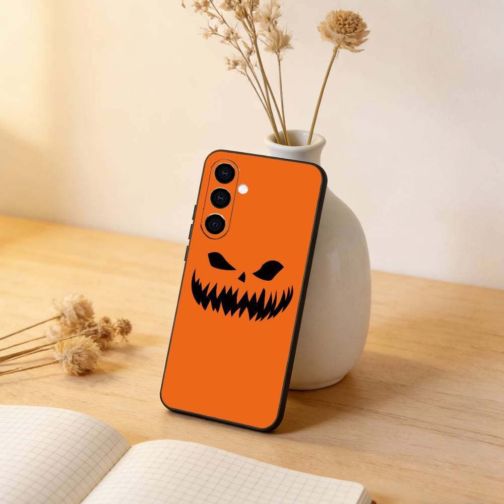 Halloween Pumpkin Head Phone Case Black Silicone Soft For Samsung Galaxy A73,A72,A71,A70,A53,A52,A51