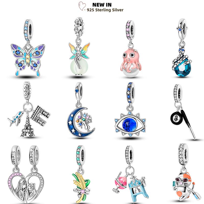 New Copper Luminous Elf Blue Purple Butterfly Octopus Snake Charms Beads Fit Pendant Original Bracelets Diy Jewelry