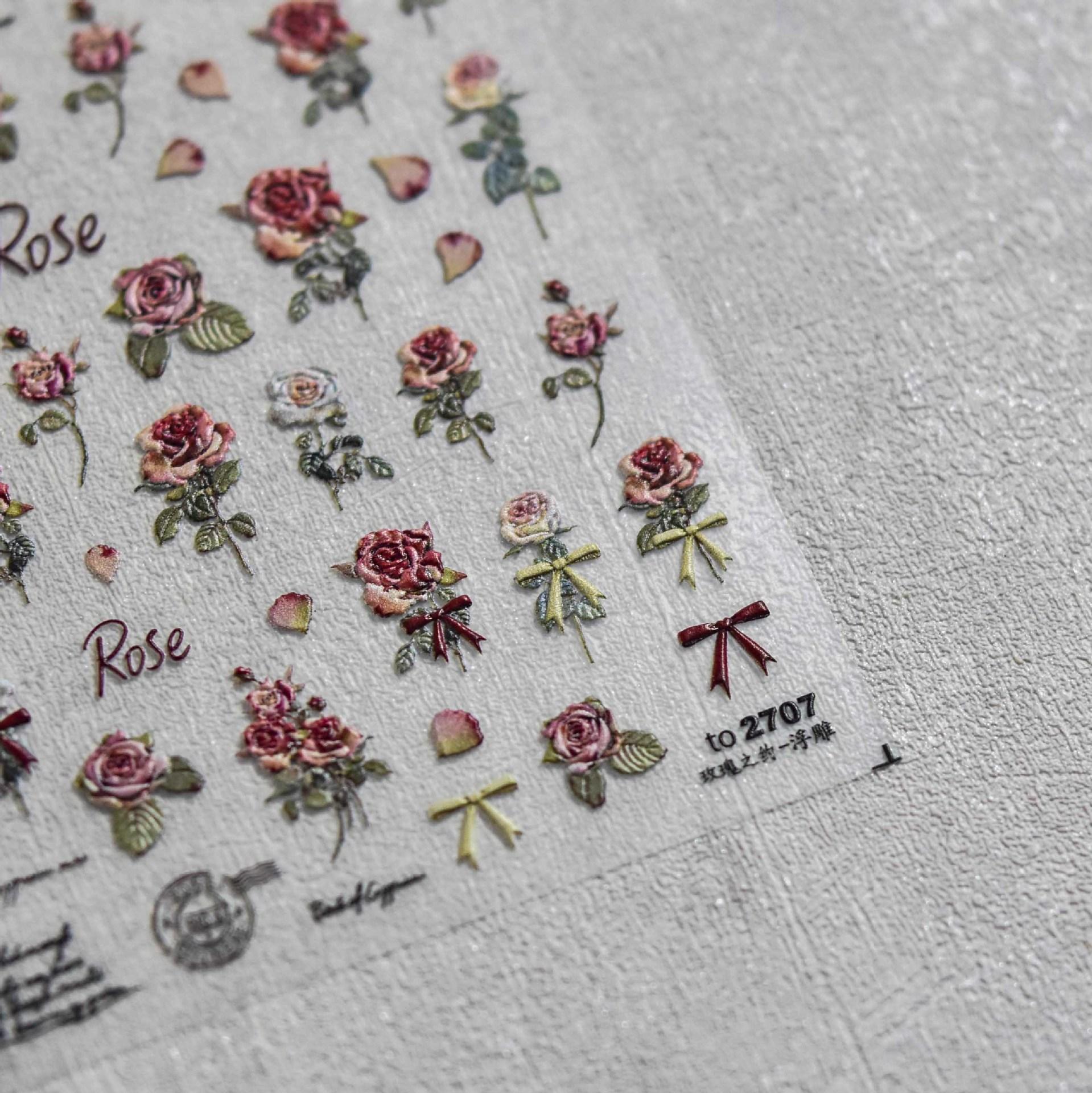 Рельефная наклейка для ногтей в виде розы — фото 6