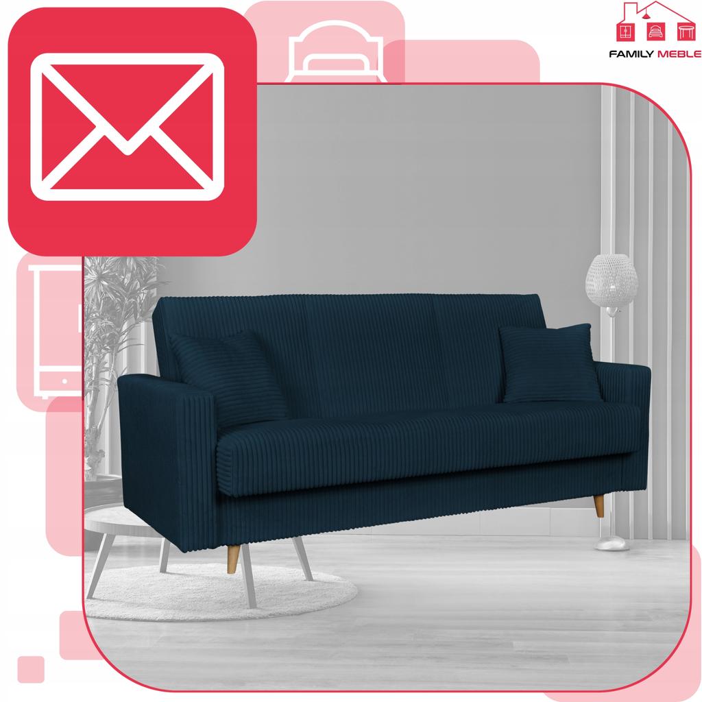 Sofa Bed Rene Sofa Bed with Storage Family Meble Corduroy Navy Blue