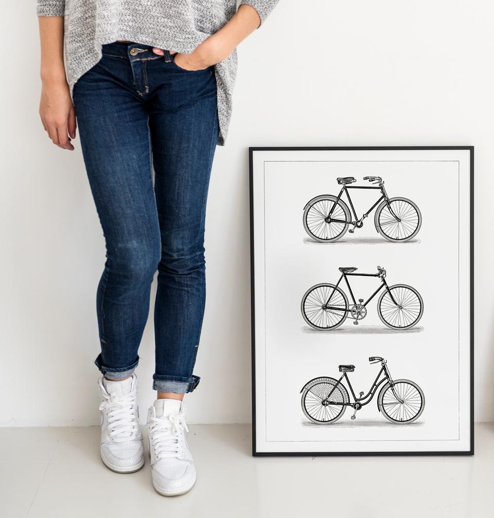 Poster Cyclist Vintage Bikes