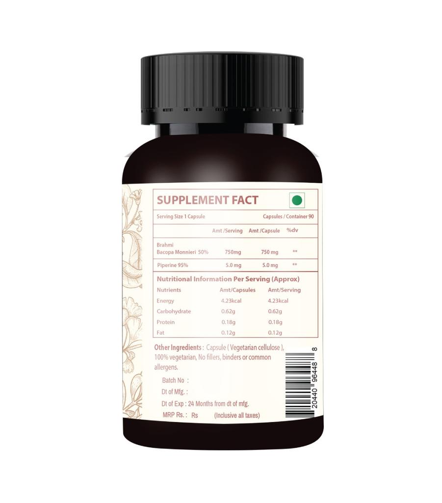 Брахми (90 кап, 750 мг), Brahmi,  Vitamin Haat