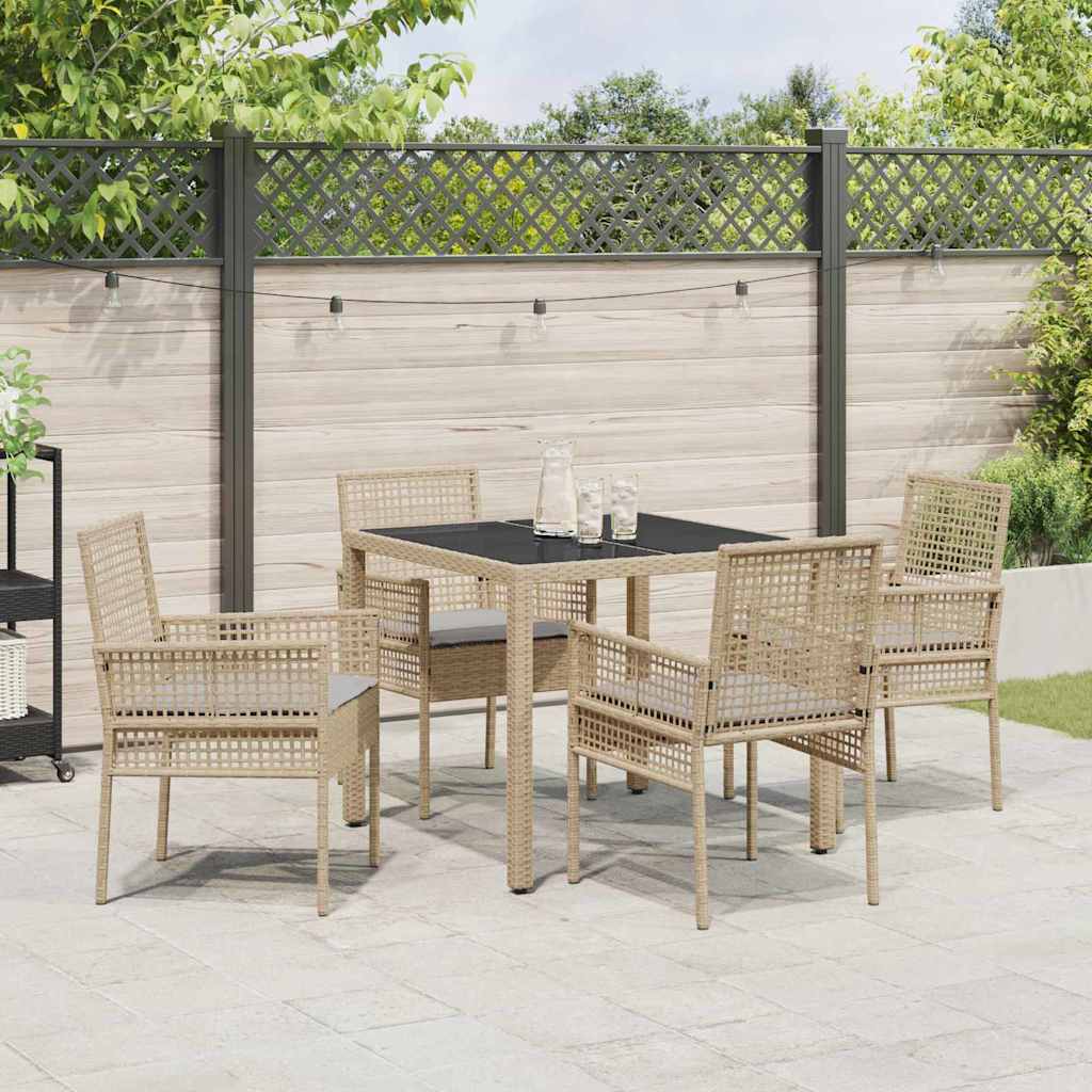 Garden Dining Set 5 pcs Beige Poly Rattan