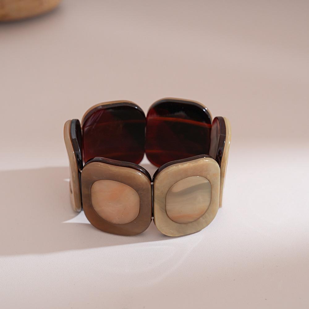 Resin Splicing Wristband Geometric Rendering Bracelets  Woman Daily Accessories coffee-L
