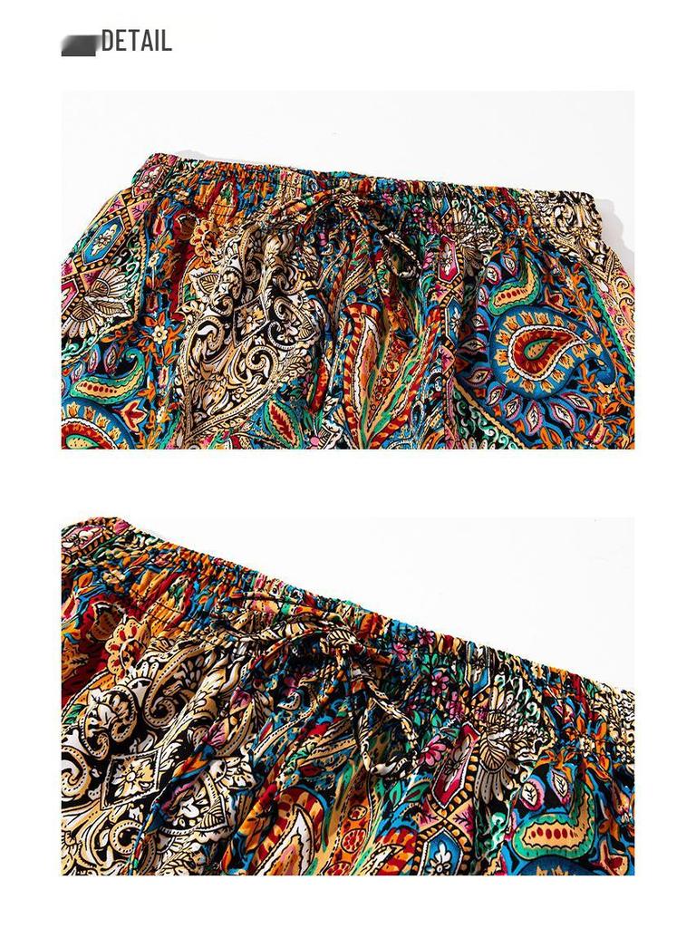 Women's Summer Ink Wash Tie-Dye Wide-Leg Ice Silk Pants